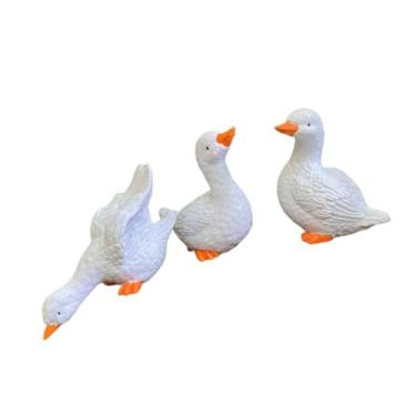 Imagem de Ｂｅｓｇａ Conjunto de 3 Estátuas de Pato para Jardim, Escultura de Animal, Estatueta de Pato, Pequena Decoração para Quintal, Piscina, Lagoa, Jardim de Pedras,