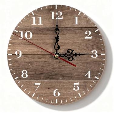 Imagem de Relógio de parede, silencioso, sem tique-taque, operado por bateria, relógios de madeira 013