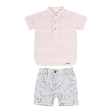 Imagem de Conjunto Bebê Menino Camisa Linho + Bermuda Paraiso Rf 15446, Bege, G 