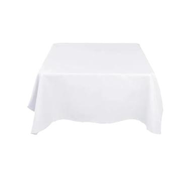 Imagem de 1 toalha de mesa branca hotel banquete festa de casamento cor pura retangular toalha de mesa brilhante sala de jantar toalha de mesa de café (145 x 145 cm)