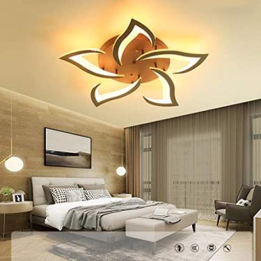 Imagem de Luminária de teto LED moderna para sala de estar, com intensidade ajustável e controle remoto. Design criativo em metal e acrílico. Ideal para hall de entrada, banheiro, sala de jantar, escr