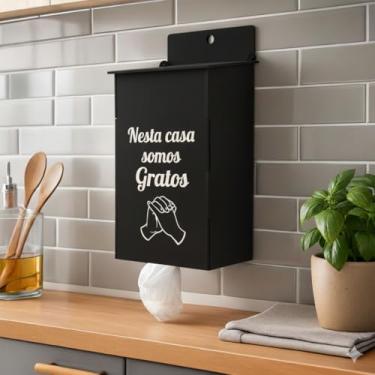 Imagem de Universo do MDF Puxa Saco de Parede em MDF, Organizador de Sacolas para Cozinha, 30x12x10,5cm, Preto ou Madeira (Preto)