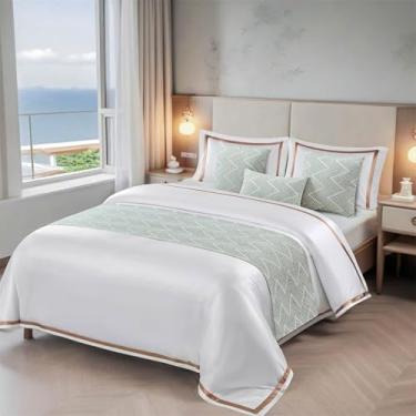 Imagem de Cama Runner Hotel Lenço de Cama Moderna Toalhas de Cama Dupla Face Onda Decoração Mantas de Cama para Pés da Cama Conforto Proteção para Cama Twin Queen King Tamanho Verde||Apenas 2 Fronhas 45X45 cm