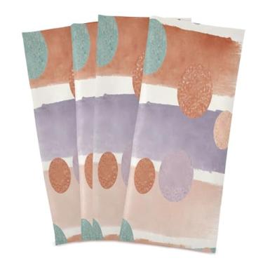 Imagem de Wassud Panos de prato de cozinha com pinceladas e pinceladas, pacote com 4 panos de prato macios com laço para pendurar, toalha de mão de secagem rápida, super absorvente, toalhas de chá de mesa