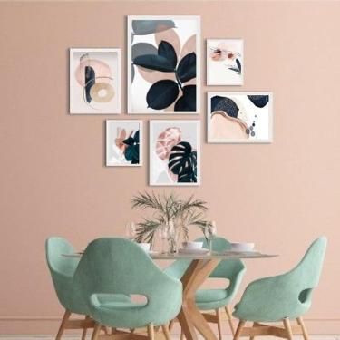 Imagem de Kit 6 Quadros Decorativos Azuis e Rosa - Medidas Variadas