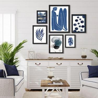 Imagem de Quadros Decorativos Sala Artes Azuis - Kit 6 Peças