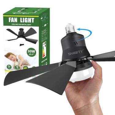 Imagem de Ventilador de Teto 40cm com Luz LED Ajustável - 3 Velocidades, Controle Remoto, Timer, 1000 Lúmens, Lâminas Removíveis, Instalação Fácil (Preto)