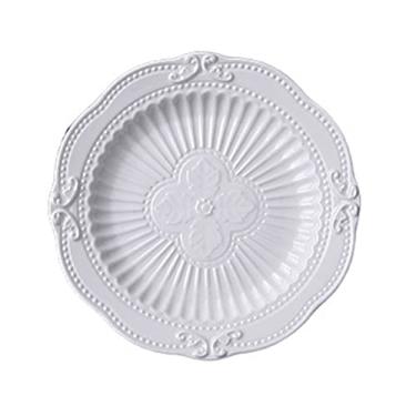 Imagem de CFGH6FDF Pratos de cerâmica prato de jantar prato de bife prato de sobremesa prato de frutas restaurante cozinha branco circular placa plana em relevo placa lateral (L)