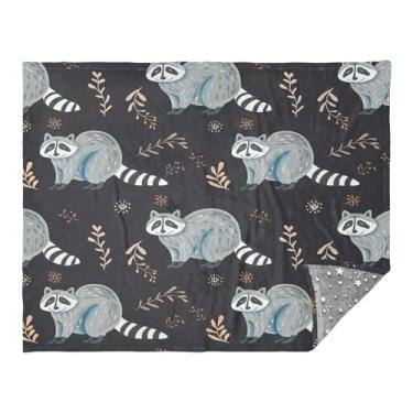 Imagem de CEBUGI Manta de flanela macia e quente de 127 cm x 178 cm para sofá, cama, escritório, acampamento, viagem, guaxinim fofo para todas as estações