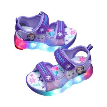 Imagem de Sandálias Frozen Elsa Princess Com Luzes LED Para Crianças, Meninos E 