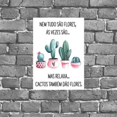 Imagem de Placa Decorativa Cactos Flores 18X27Cm