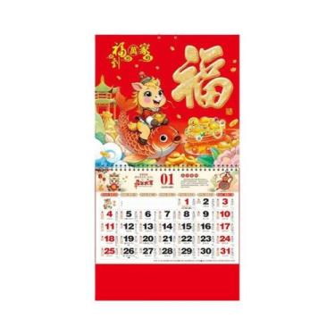 Imagem de Calendário De Parede Lunar Chinês 2026 Do Ano Do Cavalo, Decorativo Pa