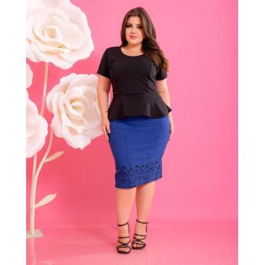 Imagem de Saia Midi Lapis Executiva Tubinho Trabalho Secretaria Basica Moda Cris