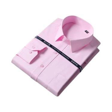 Imagem de Camisa Formal Masculina Branca Anti-Wrinkle De Manga Longa Com Bolso P