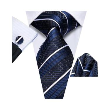 Imagem de Conjunto De Gravata, Abotoaduras E Lenço De Bolso Masculino Para Casam