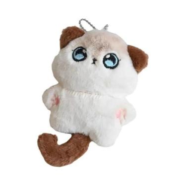 Imagem de Chaveiro De Pelúcia De Gatinho Siamês De Desenho Animado Fofo Com Caud