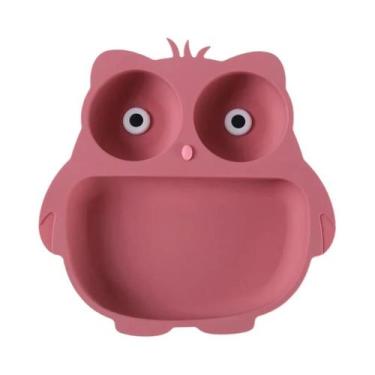 Imagem de Prato De Silicone Em Forma De Coruja Para Crianças Com Ventosa E Colhe