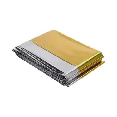 Imagem de Cobertor Térmico De Emergência Em Folha De Ouro E Prata Para Camping, 