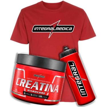 Imagem de Kit Camiseta Integralmedica Creatina Squeeze Camisa Dry Fit Cor:Vermel