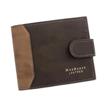 Imagem de Carteira Masculina Slim De Couro PU, Porta-Cartões Curto, Porta-Fotos 