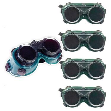 Imagem de Oculos De Solda Kit 4 Uni EPI Mascara De Protecao Articulavel Dupla Lente Equipamento Profissional Soldador Com Filtro
