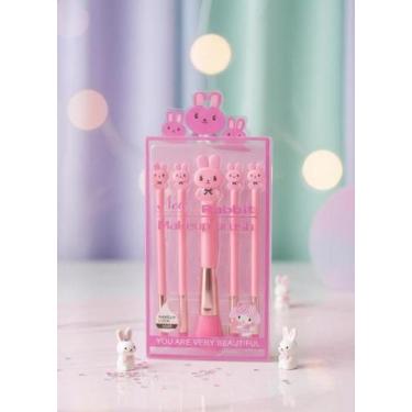 Imagem de Kit de Pincéis de Maquiagem Infantil 5 Peças - Deusa Modas, Rosa