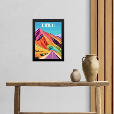 Imagem de Quadro Decorativo Peru Travel Poster 45X34Cm - Com Vidro
