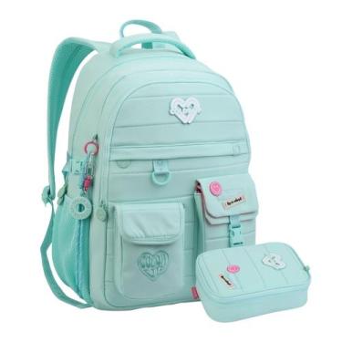 Imagem de Kit Mochila De Costas Color Up Escolar E Estojo Box Teen Cor:Acqua - S