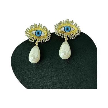 Imagem de Brincos Pendentes De Cristal Olho Grego Abstrato Retrô, Joias De Moda 