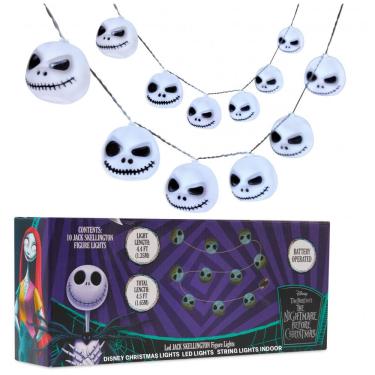 Imagem de Luzes de Fada LED Disney The Nightmare Before Christmas Jack Skellington, 10 Luzes, 165 cm, Pilhas AA, Decoração Natalina