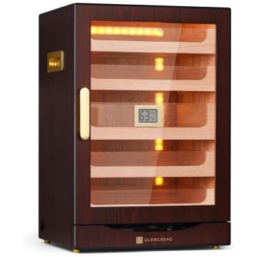 Imagem de Umidor para Charutos com Luz LED Automática, Tamanho Extra Grande para 250 Charutos, Revestimento de Cedro Espanhol