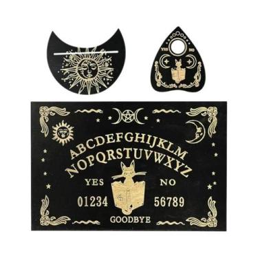 Imagem de Tabuleiro Ouija De Madeira De 12 Polegadas Com Pêndulo Gravado, Kit De