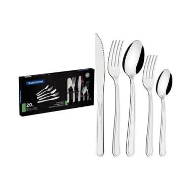 Imagem de Faqueiro Tramontina Búzios em Aço Inox 20 Peças, Prata, 20