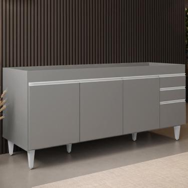 Imagem de Balcão de Cozinha para Pia 180cm sem Tampo Dallas Cinza      - Lumil