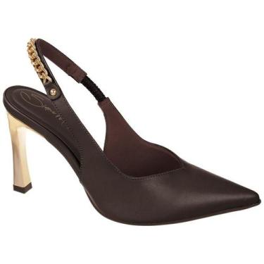 Imagem de Scarpin Bebecê Simone Mendes Slingback Salto Taça T9452-227, 35, Café