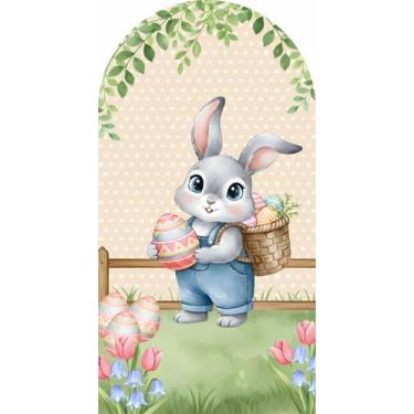 Imagem de Painel Romano de Tecido Sublimado Feliz Pascoa Diversos 100x200 cm - F