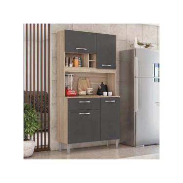 Imagem de Armário Cozinha Compacta Pequena C/ Balcão 4 Portas 1 Gaveta 4 Pés Mal