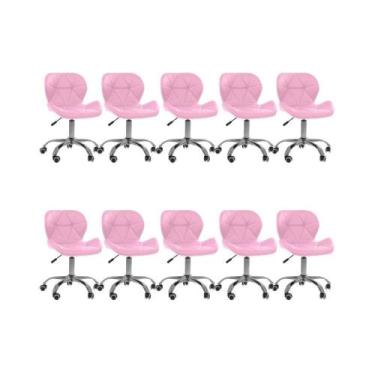 Imagem de Kit 10 Cadeiras Office Eiffel Slim Ajustável Oficial Rosa - Oficial We