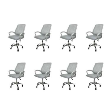 Imagem de Kit 8 Cadeiras De Escritório Esteirinha Mesh Ergonômica Giratória Bran