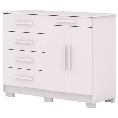 Imagem de Cômoda Sapateira Para Quarto 2 Portas 5 Gavetas Biana V01 Branco - Lyam Decor
