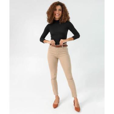 Imagem de Calça Feminina Sarja Skinny Chino Sawary Bege, 40, Bege