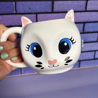 Imagem de Caneca Gato Gatinha Branca Cristal 300ml Canecas Diferentes - Caneca C