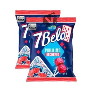 Imagem de Kit 2 Pirulito 7 Belo Arcor Recheado Framboesa 500g
