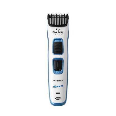 Imagem de Máquina de Acabamento Ga.Ma Italy GT557 para Barba e Cabelo Lâmina Aço Inoxidável sem Fio Wetdry Preto e Branco e Azul