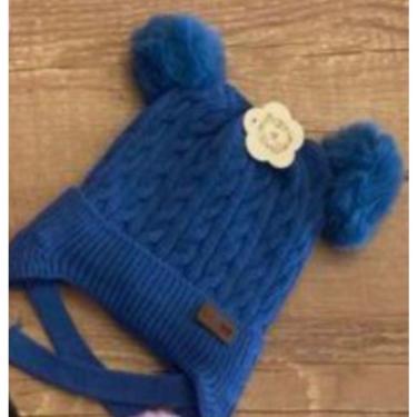 Imagem de Gorro Infantil OEM com Dois Pompom Acrílico e Elastano Tamanho Único Preto Forrado para Menino e Menina