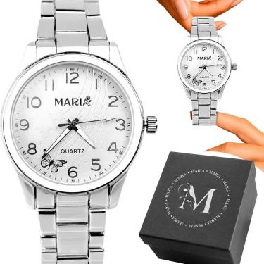 Imagem de Kit Relógio Feminino Digital Maria com Pulseira de Silicone e Caixa Premium Acabamento Delicado Prata