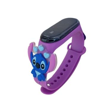 Imagem de Relógio Infantil Feminino Angel Stitch Coração Analógico à Prova D’água Roxo OEM