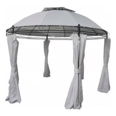 Imagem de Gazebo Oval Pergolado Importado Com Cortinas 282x350x350 Cm - Natural 