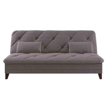 Imagem de Sofá Cama Jamile 3 Lugares Retrátil e Reclinável 188CM Cinza Suede Linoforte Móveis