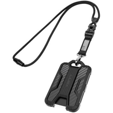 Imagem de Suporte para Crachá LIUGX com Cordão e Clip - Textura de Fibra de Carb